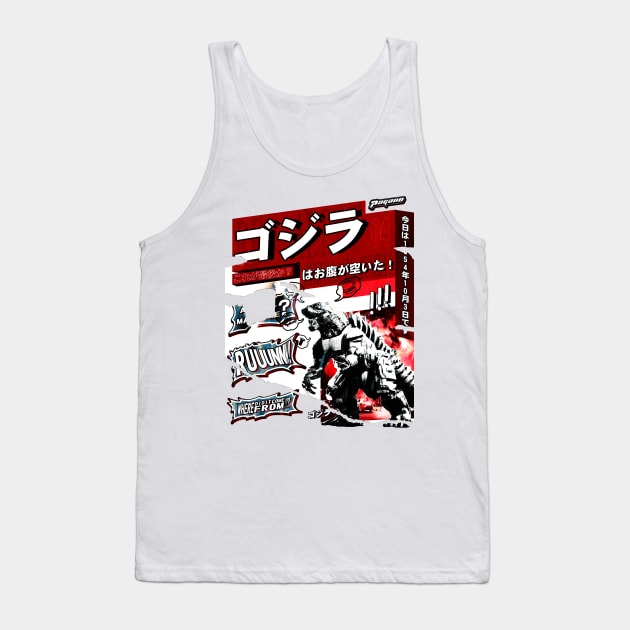 GODZILLA - VINTAGE NEWSPAPER (LIGHT) Tank Top by LANX